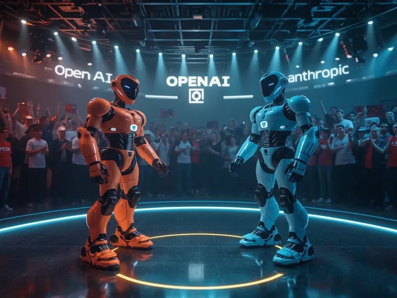 ChatGPT and Claude AI robots in a 2025 tech stadium, ready to compete. Is Claude better than ChatGPT?