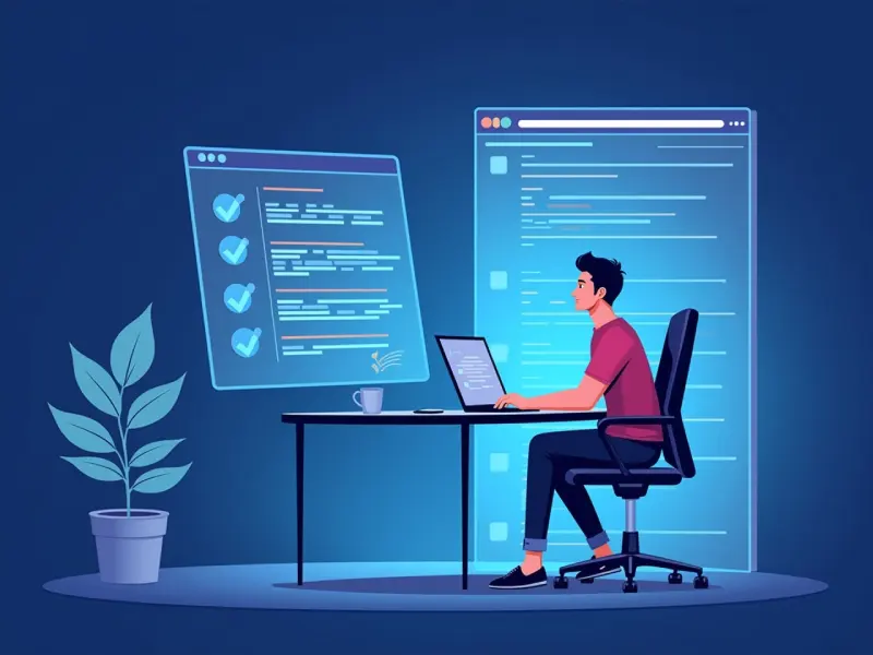  Person comparing ai writing assistant free tools on a Chrome browser with a holographic checklist, guiding users to best ai chrome extensions in 2025.

