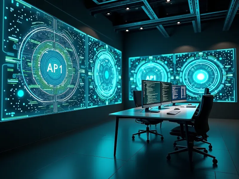 High-tech API interface of the Best AI art generator with glowing code lines merging into vibrant digital artwork, set in a sleek developer’s workspace with futuristic holograms.