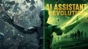 AI robot saving human from chaos – AI Assistant Revolution