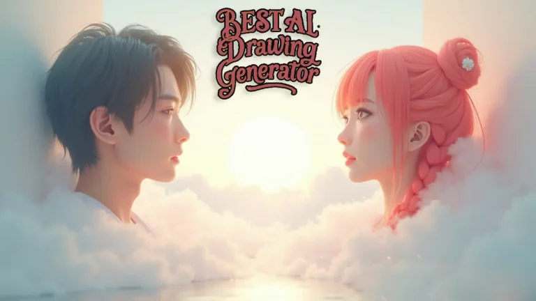 Best AI drawing generator 2025 – surreal floating canvas morphing between photorealistic portrait and vibrant anime character, luxury minimalist poster with glowing golden typography "Best AI Drawing Generator", perfect cover for AI art tools guide