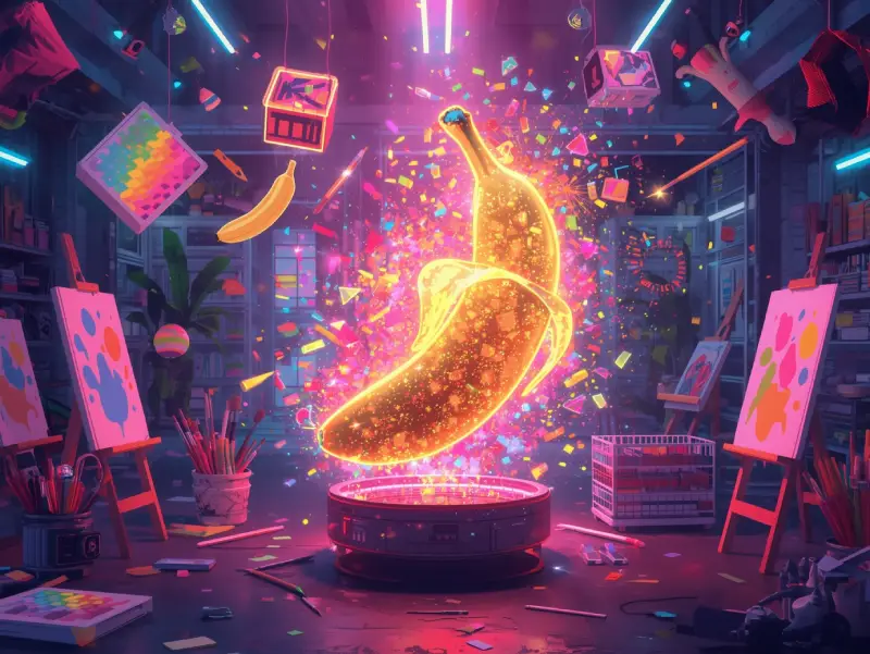Vibrant AI art generator featuring Nano Banana AI in a colorful creative explosion.
