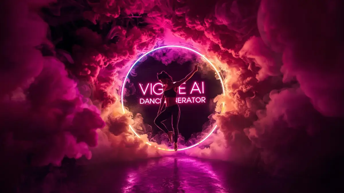 Viggle AI AI Dance Generator – Neon smoke vortex with pulsing text