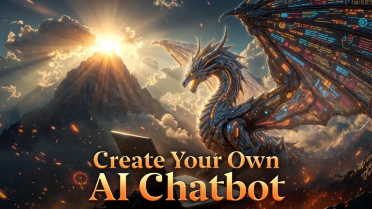 Create Your Own AI Chatbot – Powerful dragon AI robot poster cover