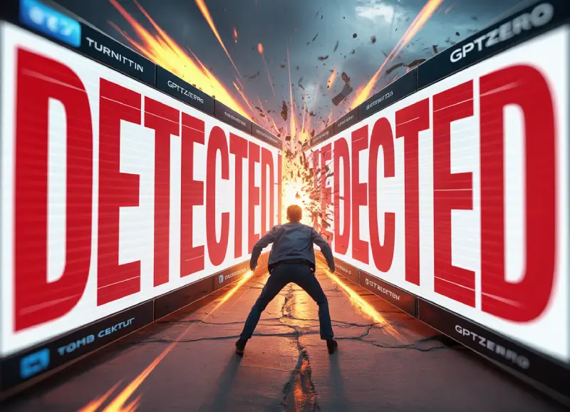 Best AI humanizer bypassing Turnitin and GPTZero detectors – dramatic action illustration