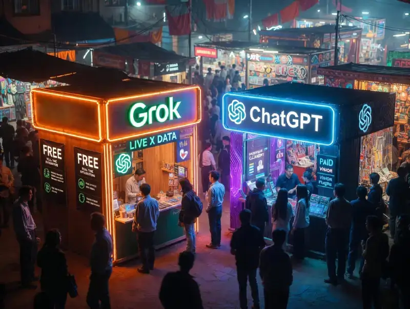Features and pricing comparison in bustling Grok vs ChatGPT market