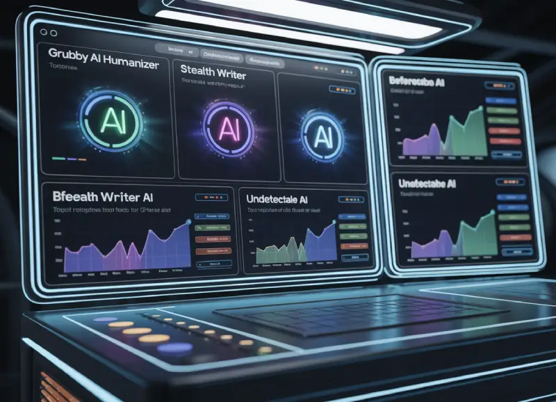 Comparison of the best AI humanizer tools in 2026 – modern futuristic interface