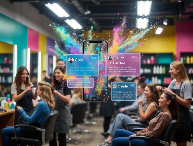 Beauty salon team discovering best free AI tools and alternatives transforming daily workflows